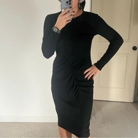 Zara | Dresses | Zara Black Ribbed Long Sleeve Dress | Poshmark